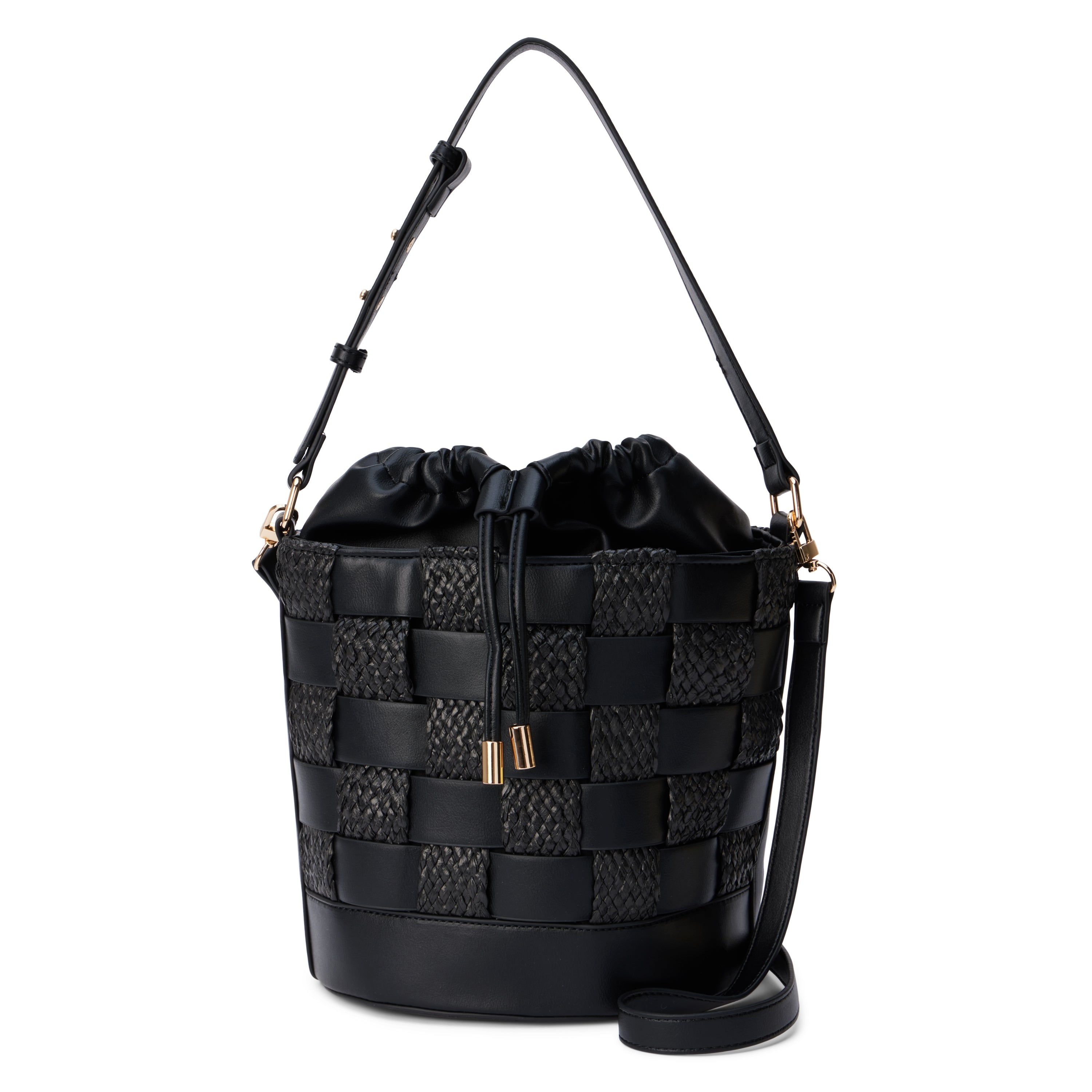 Woven leather bucket bag 2024