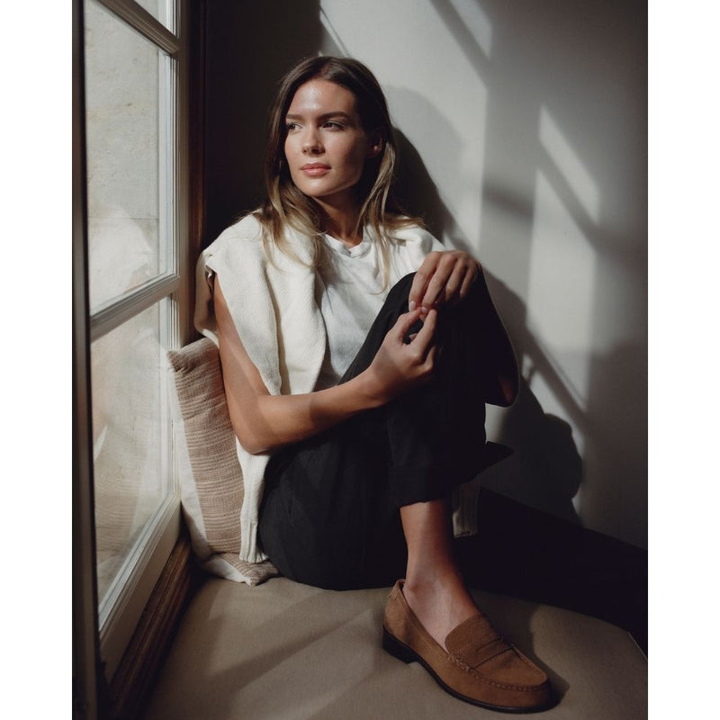 Steven Penny Loafer - Matisse Footwear - Bourbon suede penny loafers with a polished finish, classic moccasin stitching, and a low stacked heel. A timeless staple for effortless sophistication.