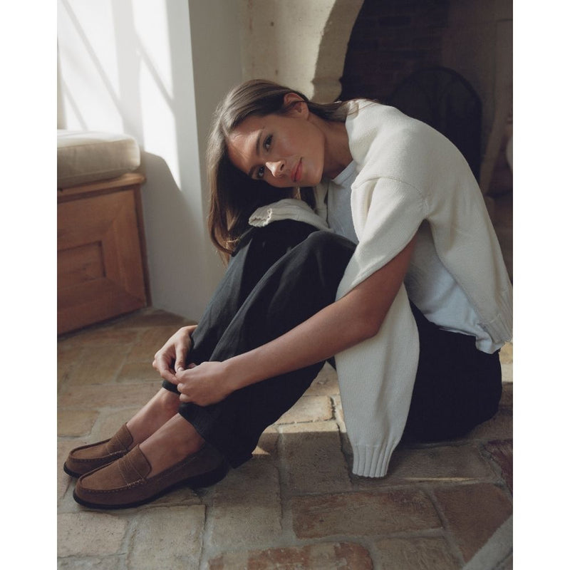 Steven Penny Loafer - Matisse Footwear - Bourbon suede penny loafers with a polished finish, classic moccasin stitching, and a low stacked heel. A timeless staple for effortless sophistication.