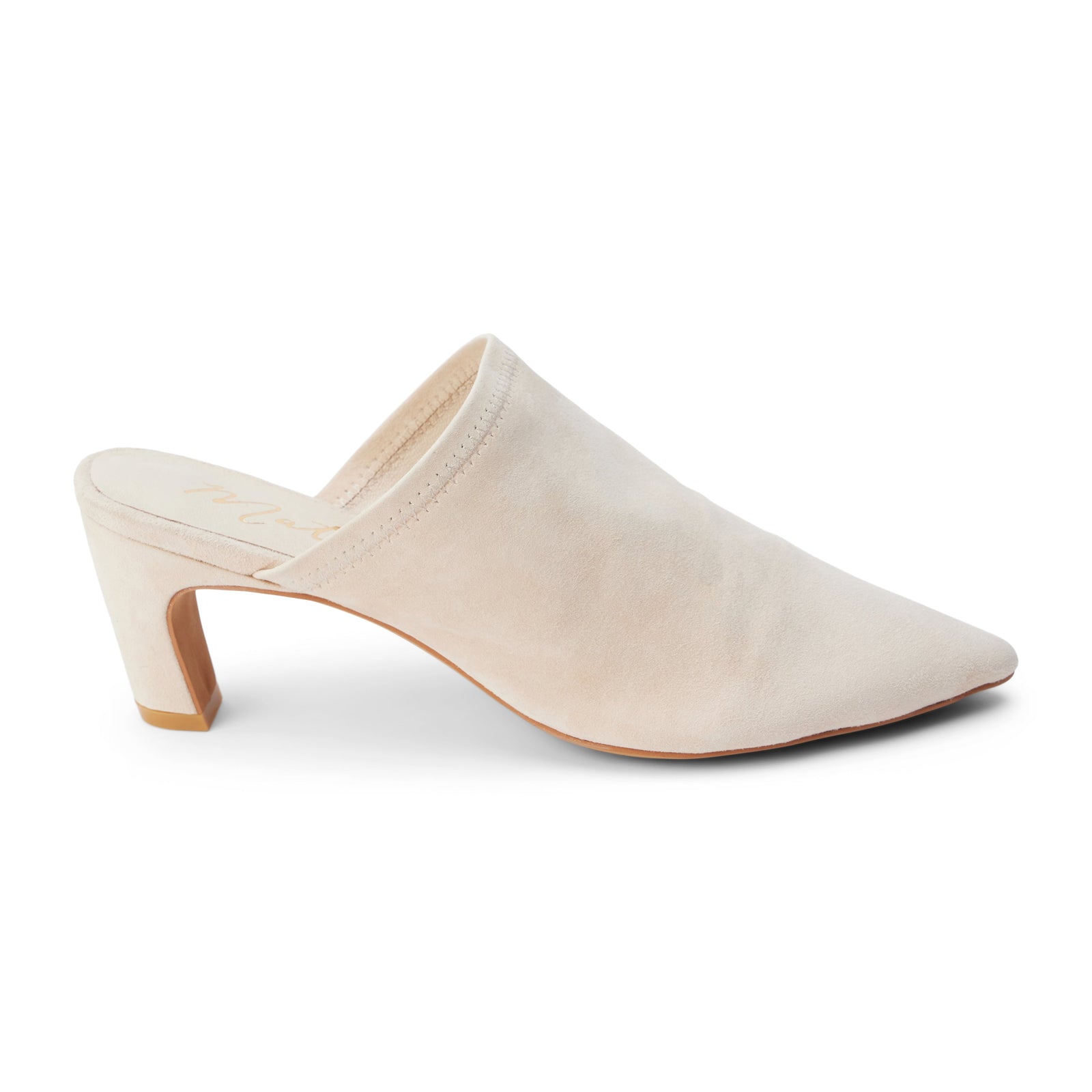 Pointed block fashion heel mules